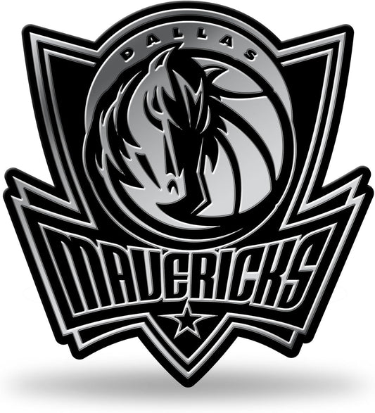 Dallas Mavericks Silver Chrome Color Auto Emblem, Raised Molded Plastic, 3.5 Inch, Adhesive Tape Backing