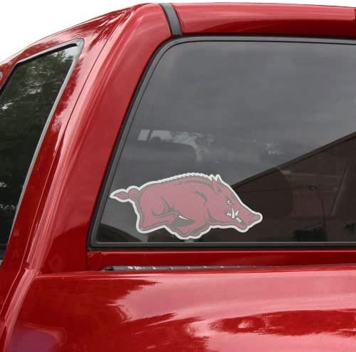 University of Arkansas Razorbacks 12 Inch Preforated Window Film Decal Sticker, One-Way Vision, Adhesive Backing