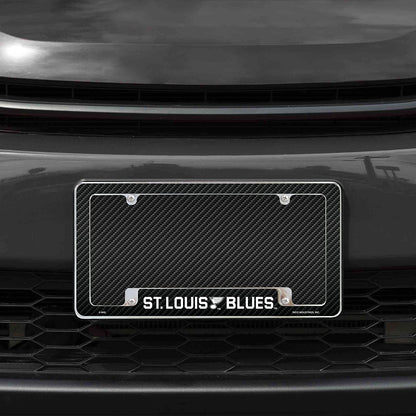 St Louis Blues Metal License Plate Frame Chrome Tag Cover Carbon Fiber Design 6x12 Inch