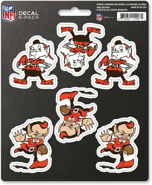 Cleveland Browns 6-Piece Decal Sticker Set, Vintage Retro Logo, 5x6 Inch Sheet, Gift for football fans for any hard surfaces around home, automotive, personal items