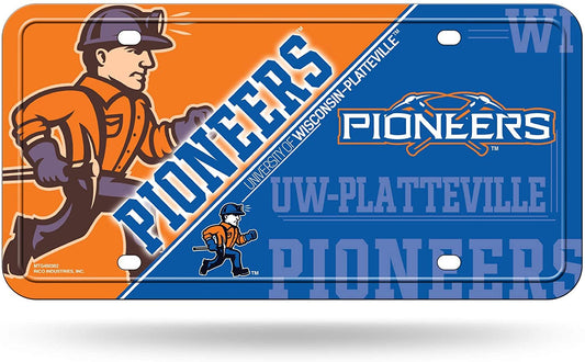 University of Wisconsin Platteville Pioneers Metal Auto Tag License Plate, Split Design, 6x12 Inch