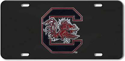 University of South Carolina Gamecocks Metal License Plate Tag Die Cast 3D Black Stainless Steel