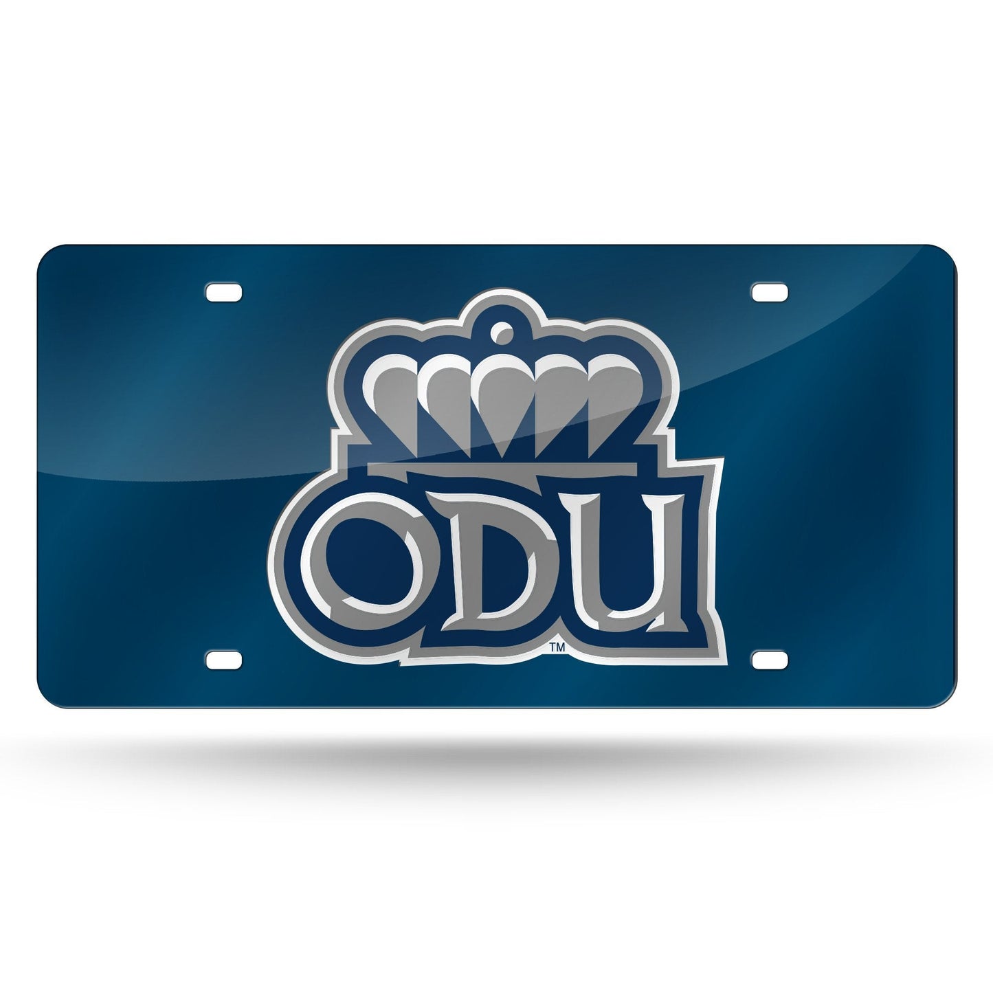 Old Dominion University Monarchs Premium Laser Cut Tag License Plate, Blue, Mirrored Acrylic Inlaid, 12x6 Inch