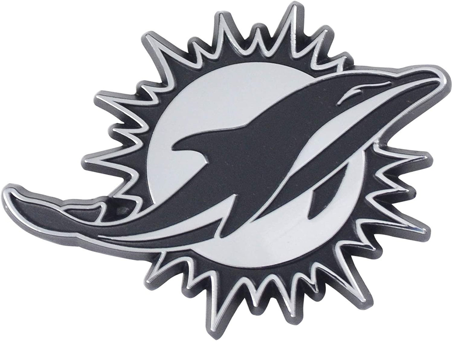 Miami Dolphins Solid Metal Raised Auto Emblem Decal Adhesive Backing