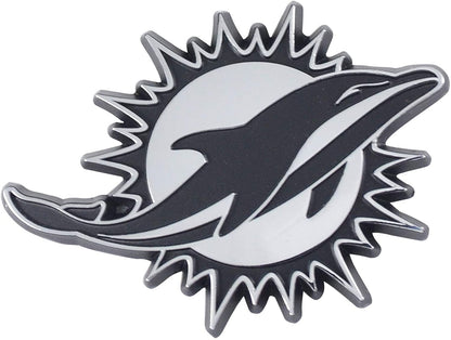 Miami Dolphins Solid Metal Raised Auto Emblem Decal Adhesive Backing