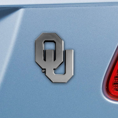 University of Oklahoma Sooners Premium Solid Metal Raised Auto Emblem, Shape Cut, Adhesive Backing