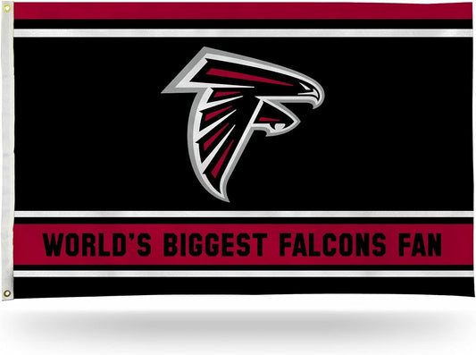 Atlanta Falcons 3x5 Feet Flag Banner, World's Biggest Fan, Metal Grommets, Single Sided, Indoor or Outdoor Use