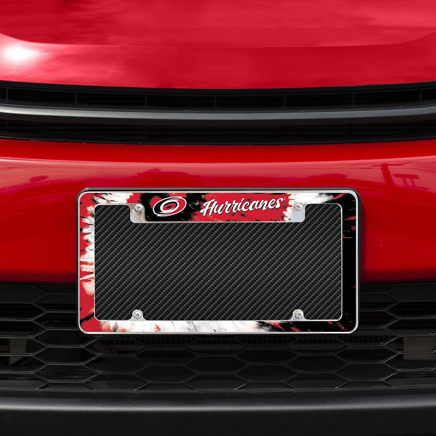Carolina Hurricanes Metal License Plate Frame Chrome Tag Cover Tie Dye Design 6x12 Inch