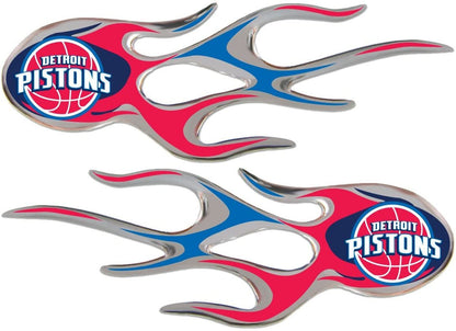 Detroit Pistons 2-pack Micro Flame Flames Auto Decal Emblem Basketball