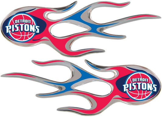 Detroit Pistons 2-pack Micro Flame Flames Auto Decal Emblem Basketball