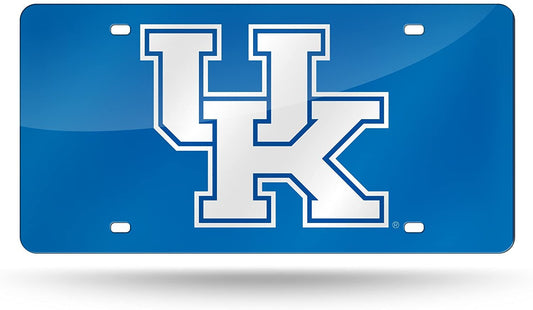 University of Kentucky Wildcats Premium Laser Cut Tag License Plate, Blue, Mirrored Acrylic Inlaid, 12x6 Inch