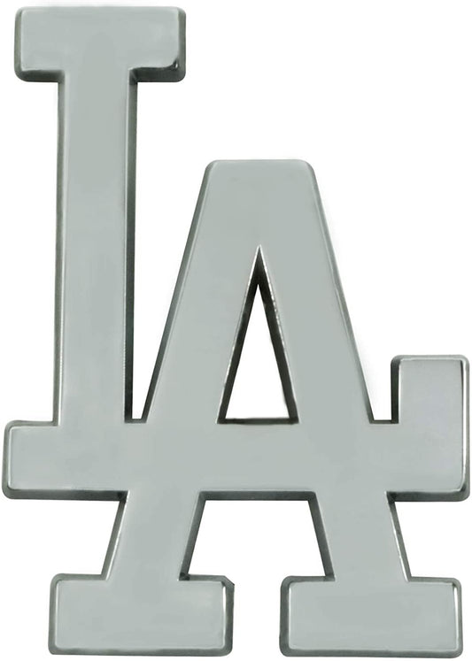 Los Angeles Dodgers Raised Solid Metal Chrome Auto Emblem Full Adhesive Backing
