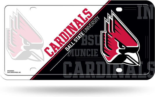 Ball State University Cardinals Metal Auto Tag License Plate, Split Design, 12x6 Inch