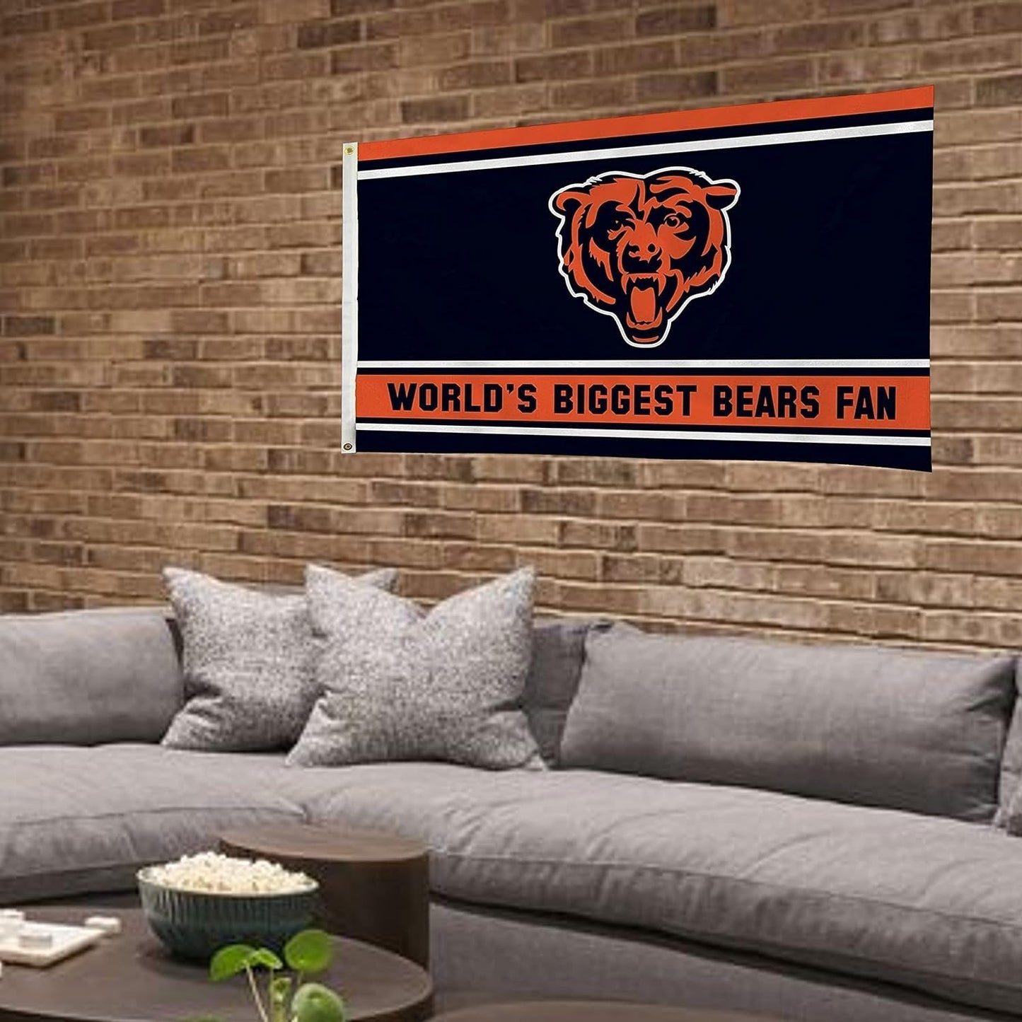 Chicago Bears 3x5 Feet Flag Banner, World's Biggest Fan, Metal Grommets, Single Sided, Indoor or Outdoor Use