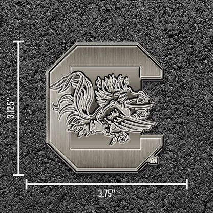 University of South Carolina Gamecocks Solid Metal Auto Emblem Antique Nickel for Car/Truck/SUV