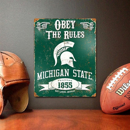 Michigan State University Spartans Large 14.5x11.5 Inch Heavy Duty Metal Wall Pub Sign Embossed Vintage Design