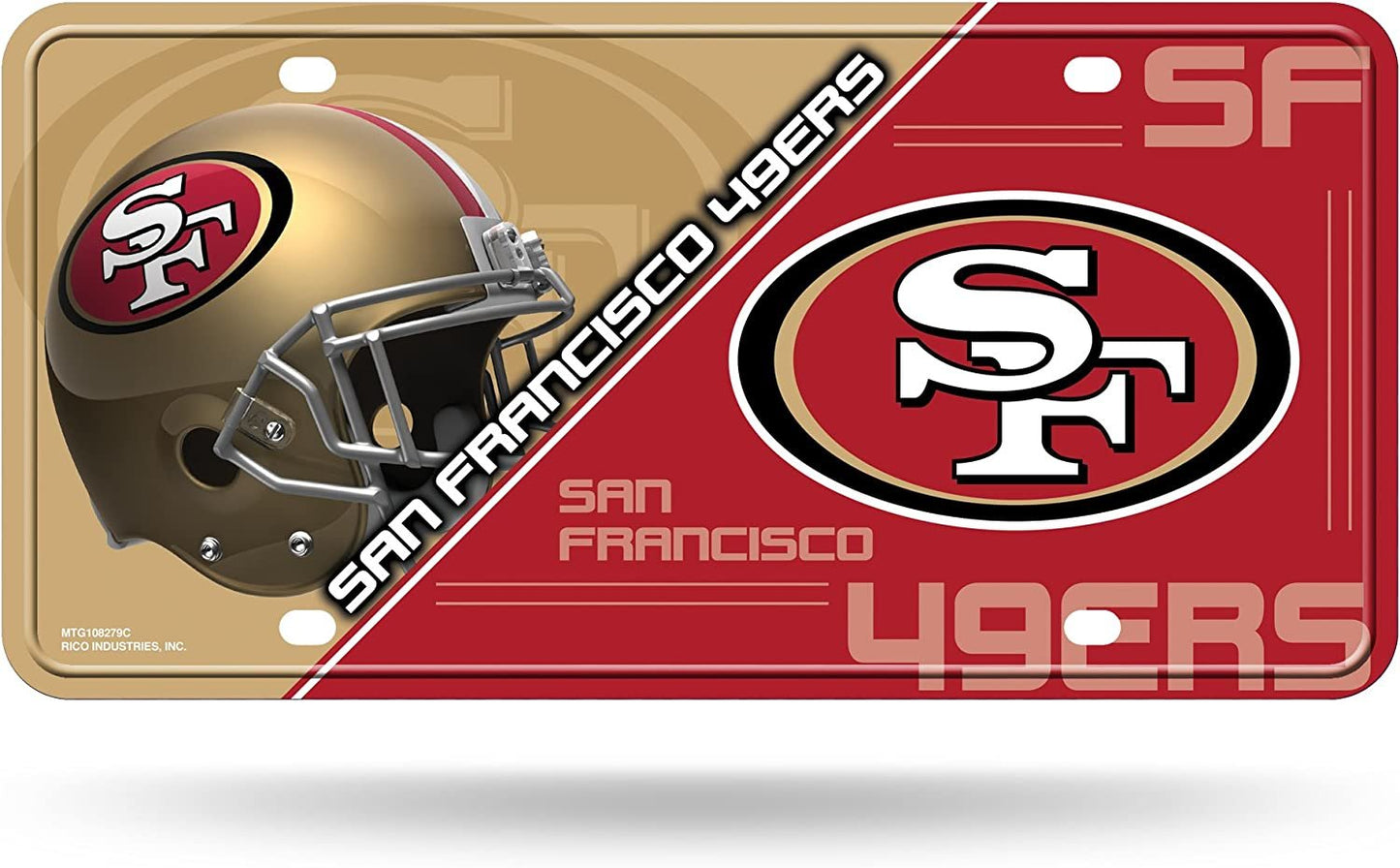 San Francisco 49ers Metal Auto Tag License Plate, Split Design, 12x6 Inch