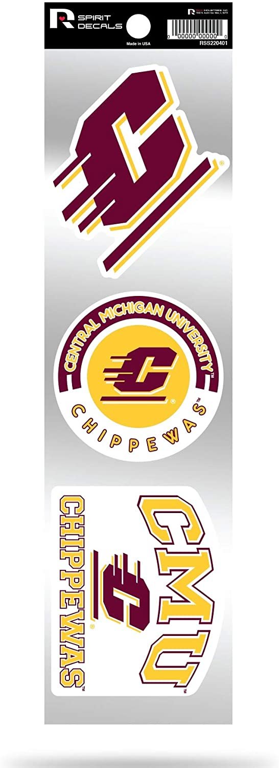 Central Michigan Chippewas Triple Retro Throwback Spirit Decals Flat Vinyl Auto Home Sticker Sheet University of