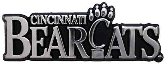 University of Cincinnati Bearcats Auto Emblem, Plastic Molded, Silver Chrome Color, Raised 3D Effect, Adhesive Backing