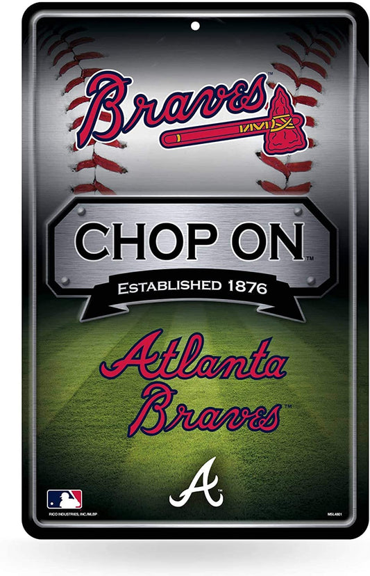 Atlanta Braves 11X17 Large Embossed Metal Wall Parking Sign