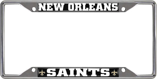 New Orleans Saints Metal License Plate Frame Chrome Tag Cover 6x12 Inch