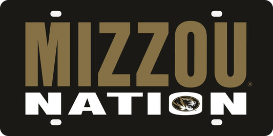 University of Missouri Tigers Premium Laser Cut Tag License Plate, Nation Design, Mirrored Acrylic Inlaid, 12x6 Inch