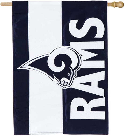 Los Angeles Rams Premium Double Sided Banner House Flag, Embellished Applique, 28x44 Inch