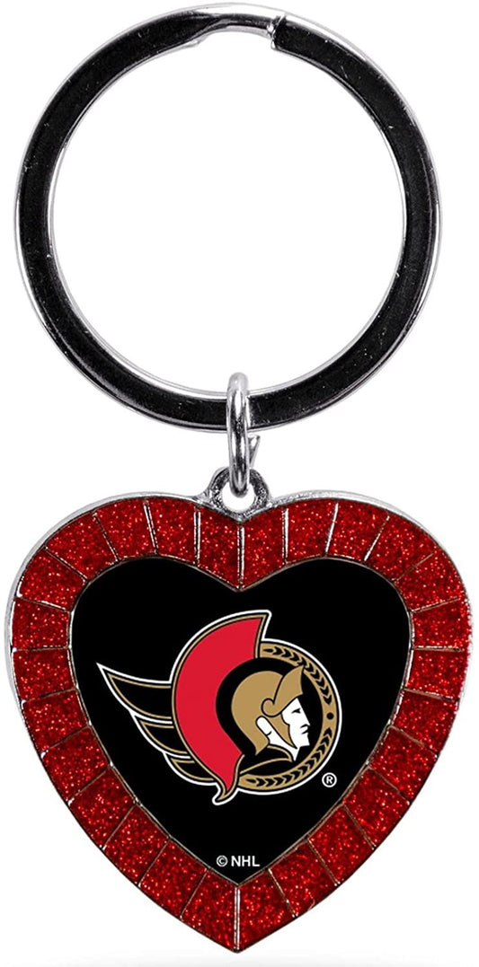 Senators Keychain Rhinestone Heart Decal Emblem Team Color Hockey