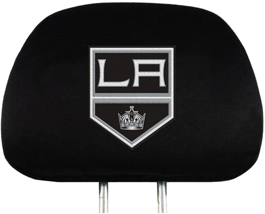 Los Angeles Kings Pair of Premium Auto Head Rest Covers, Embroidered, Black Elastic, 14x10 Inch
