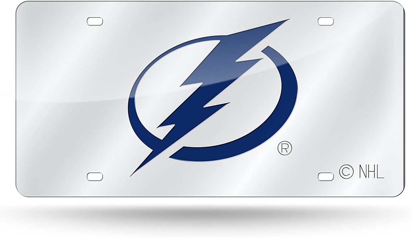 Tampa Bay Lightning Premium Laser Cut Tag License Plate, Mirrored Acrylic Inlaid, 12x6 Inch
