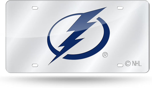 Tampa Bay Lightning Premium Laser Cut Tag License Plate, Mirrored Acrylic Inlaid, 12x6 Inch