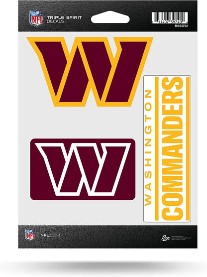 Rico Industries NFL Washington Commanders 5" x 7" Die-Cut Decal - Includes 3 Stickers