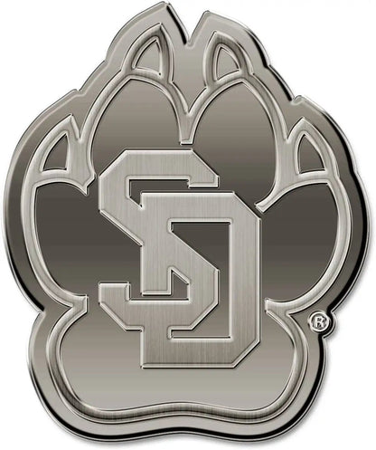 University of South Dakota Coyotes Solid Metal Auto Emblem Antique Nickel for Car/Truck/SUV