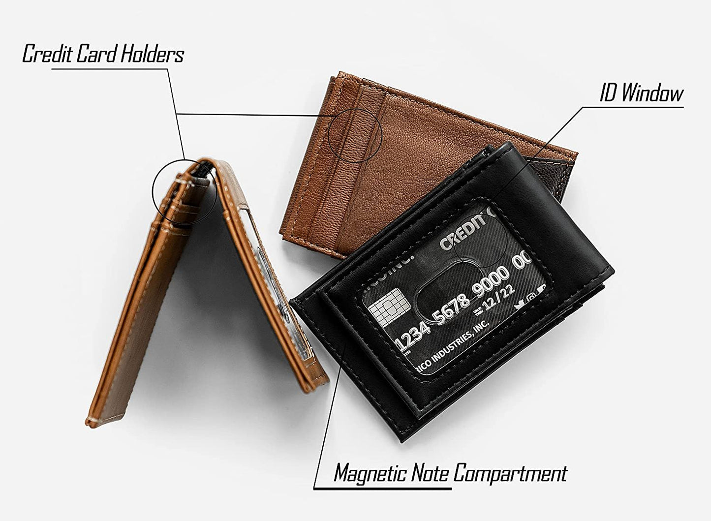 St Louis Blues Premium Black Leather Wallet, Front Pocket Magnetic Money Clip, Laser Engraved, Vegan
