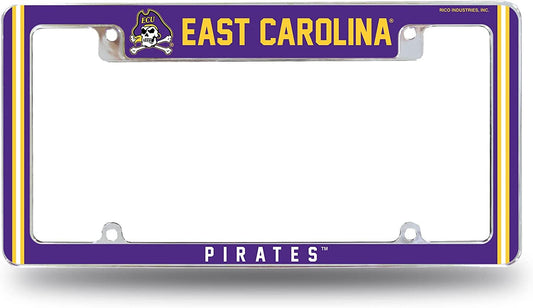 East Carolina University Pirates ECU Metal License Plate Frame Chrome Tag Cover 12x6 Inch Alternate Design