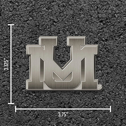 University of Montana Grizzlies Solid Metal Auto Emblem Antique Nickel for Car/Truck/SUV