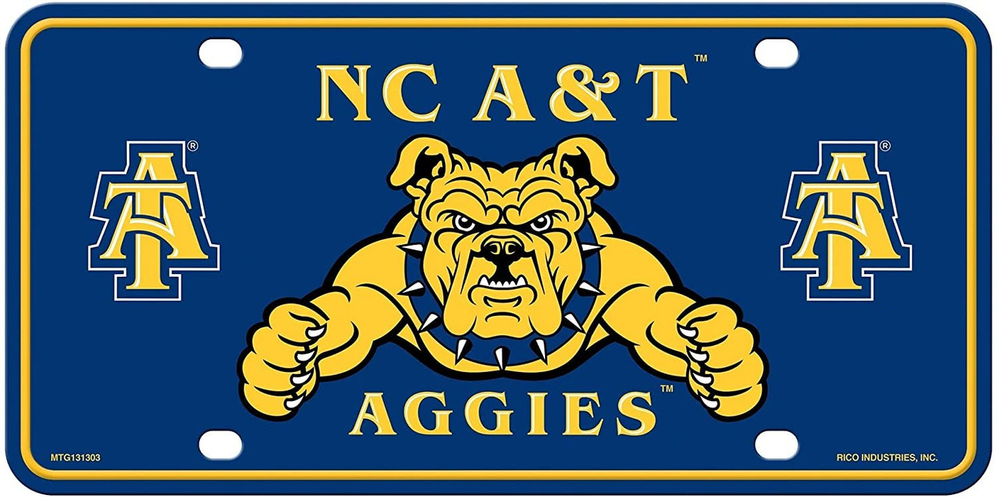 North Carolina A&T University Aggies Metal Auto Tag License Plate, Logo Design, 6x12 Inch