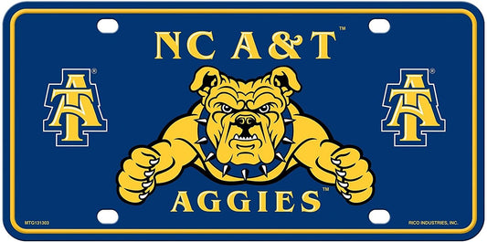 North Carolina A&T University Aggies Metal Auto Tag License Plate, Logo Design, 6x12 Inch