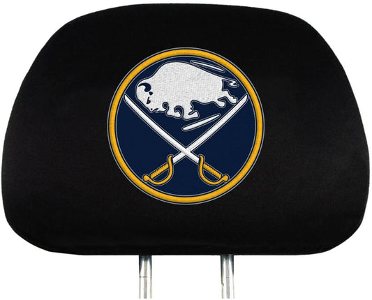 Buffalo Sabres Premium Pair of Auto Head Rest Covers, Black, Elastic, 10x14 Inch
