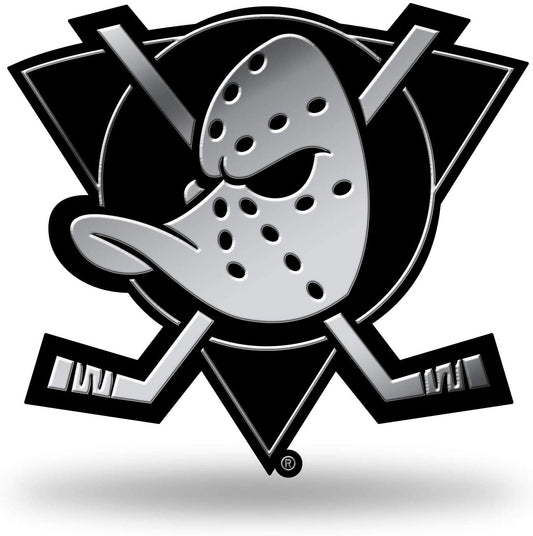Anaheim Ducks Auto Emblem, Silver Chrome Color, Raised Molded Plastic, 3.5 Inch, Adhesive Tape Backing