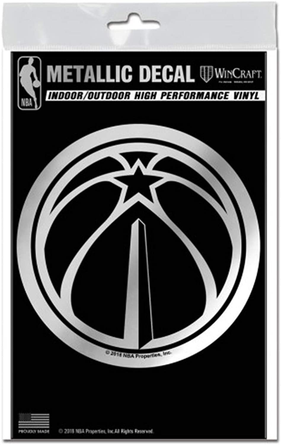 Washington Wizards 6 Inch Decal Sticker, Metallic Chrome Shimmer Design