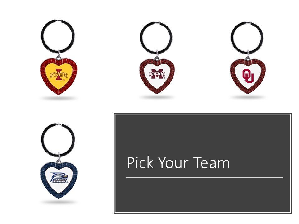 Iowa State University Cyclones Keychain Color Rhinestone Heart