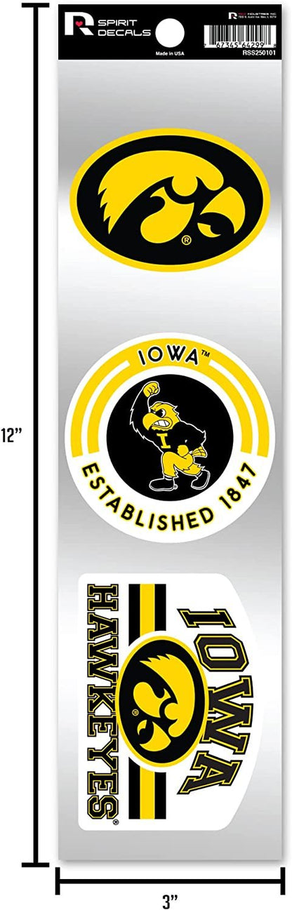 Boston Bruins 3-Piece Retro Decal Sticker Sheet, Die Cut, Clear Backing, 3x12 Inch