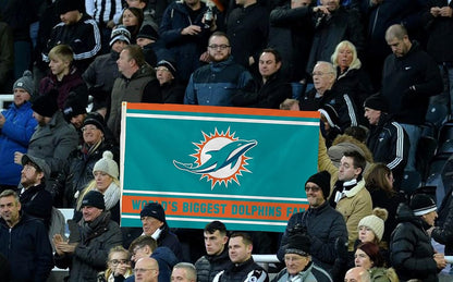 Miami Dolphins 3x5 Feet Flag Banner, World's Biggest Fan, Metal Grommets, Single Sided, Indoor or Outdoor Use
