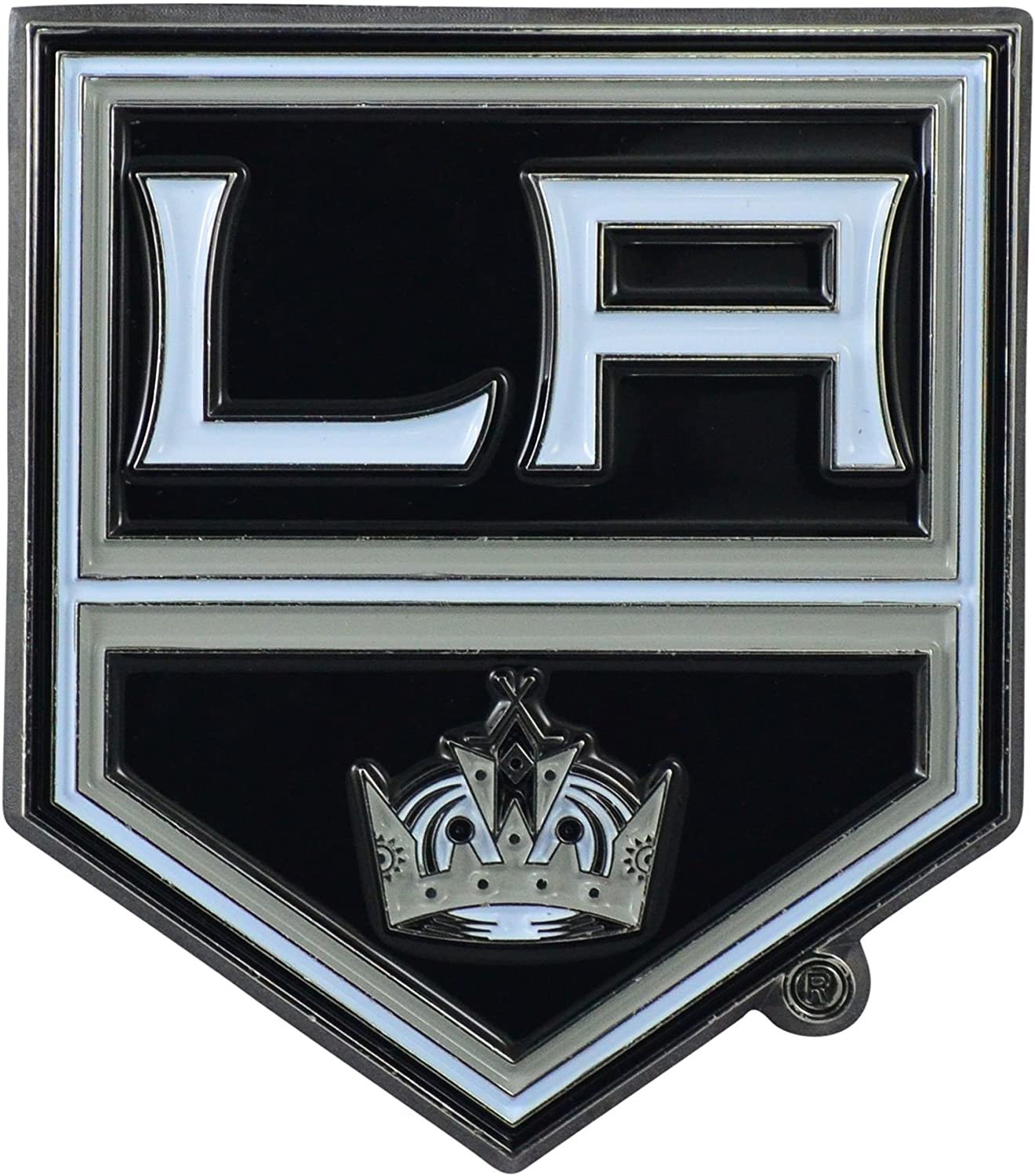 Los Angeles Kings Premium Solid Metal Raised Auto Emblem, Team Color, Shape Cut, Adhesive Backing