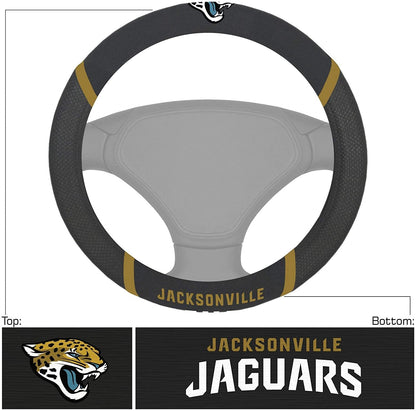 Jacksonville Jaguars Premium 15 Inch Black Emroidered Steering Wheel Cover