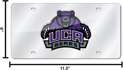 University of Central Arkansas Bears Premium Laser Cut Tag License Plate, Mirrored Acrylic Inlaid, 12x6 Inch