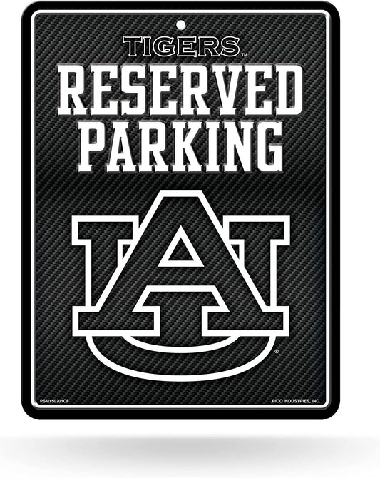 Auburn University Tigers Metal Parking Novelty Wall Sign 8.5 x 11 Inch Carbon Fiber Design