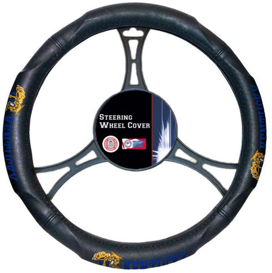 University of Kentucky Wildcats Premium Black Steering Wheel Cover, Rubber Grip, 15 Inch