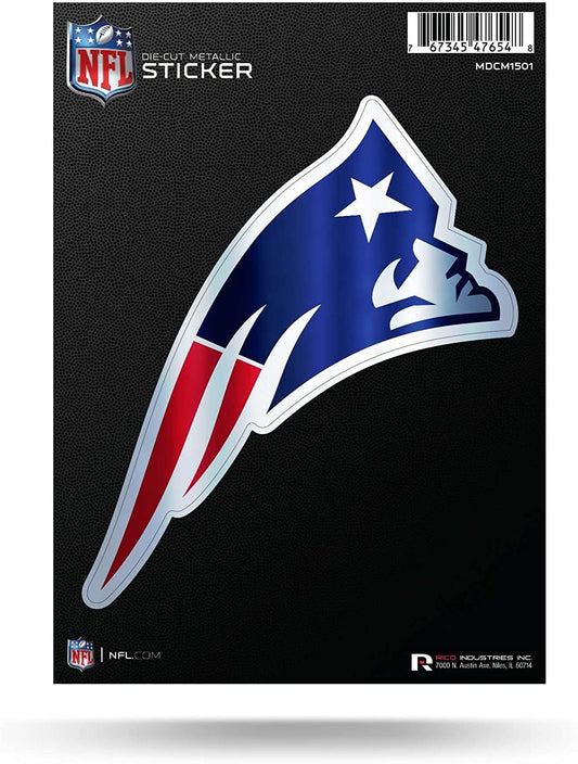 New England Patriots 5 Inch Die Cut Flat Vinyl Decal Sticker Chrome Metallic Shimmer Design Adhesive Backing